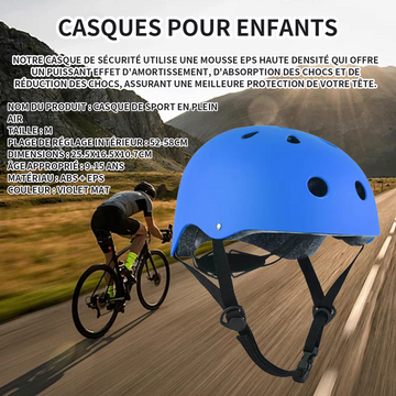 asque de protection circonférence intérieure réglable taille M 52-58 cm adapté au casque de vélo d'extérieur 9-15 ans violet givré